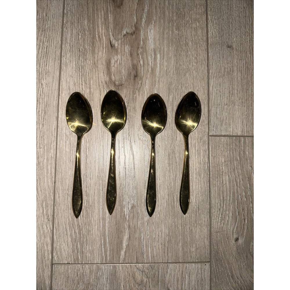 4 Dirigold Dirilyte Goldware Goldenware Regal‎ Flatware Silverware Teaspoon